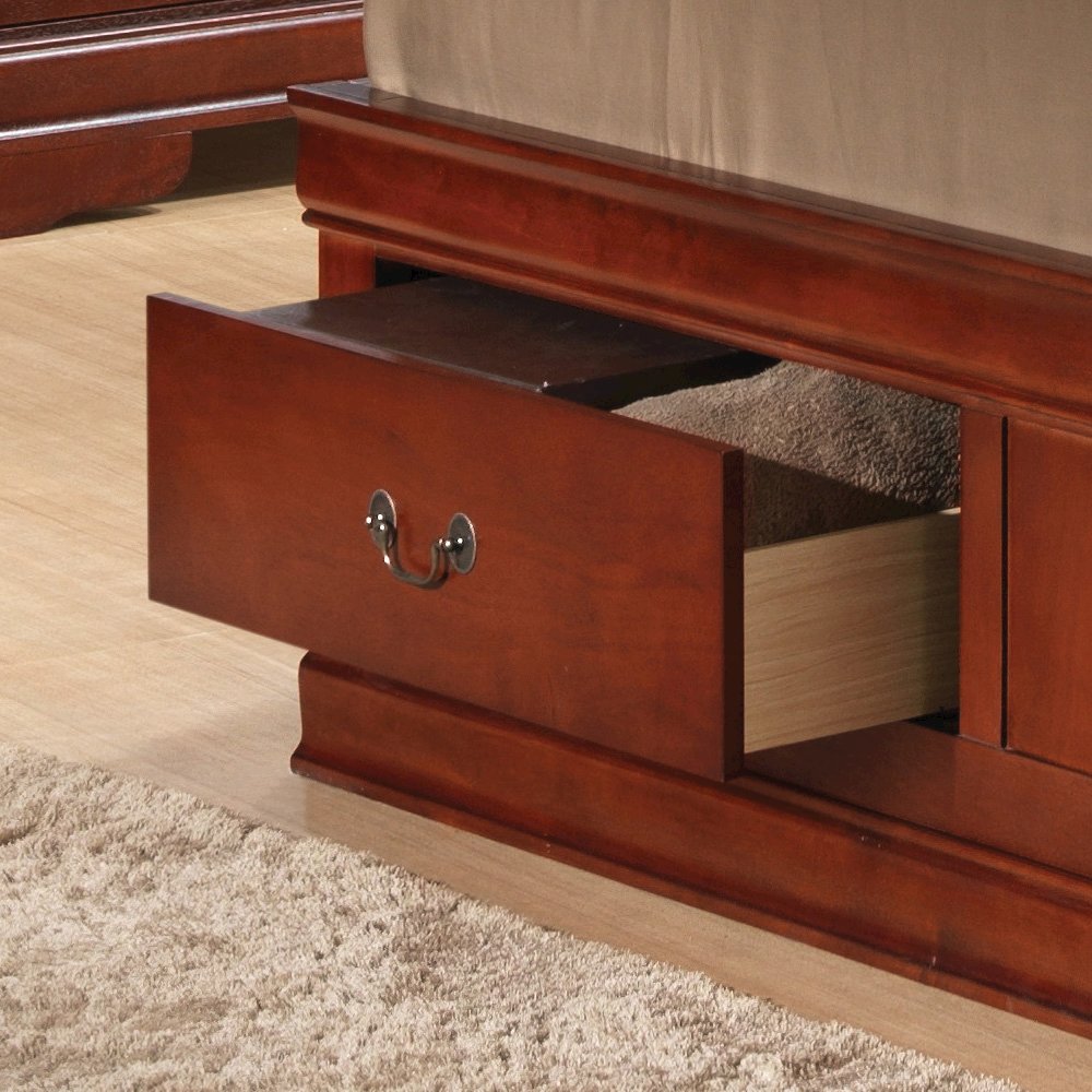 Glory Furniture Louis Phillipe Queen Storage Bed in Cherry Color. Picture 2