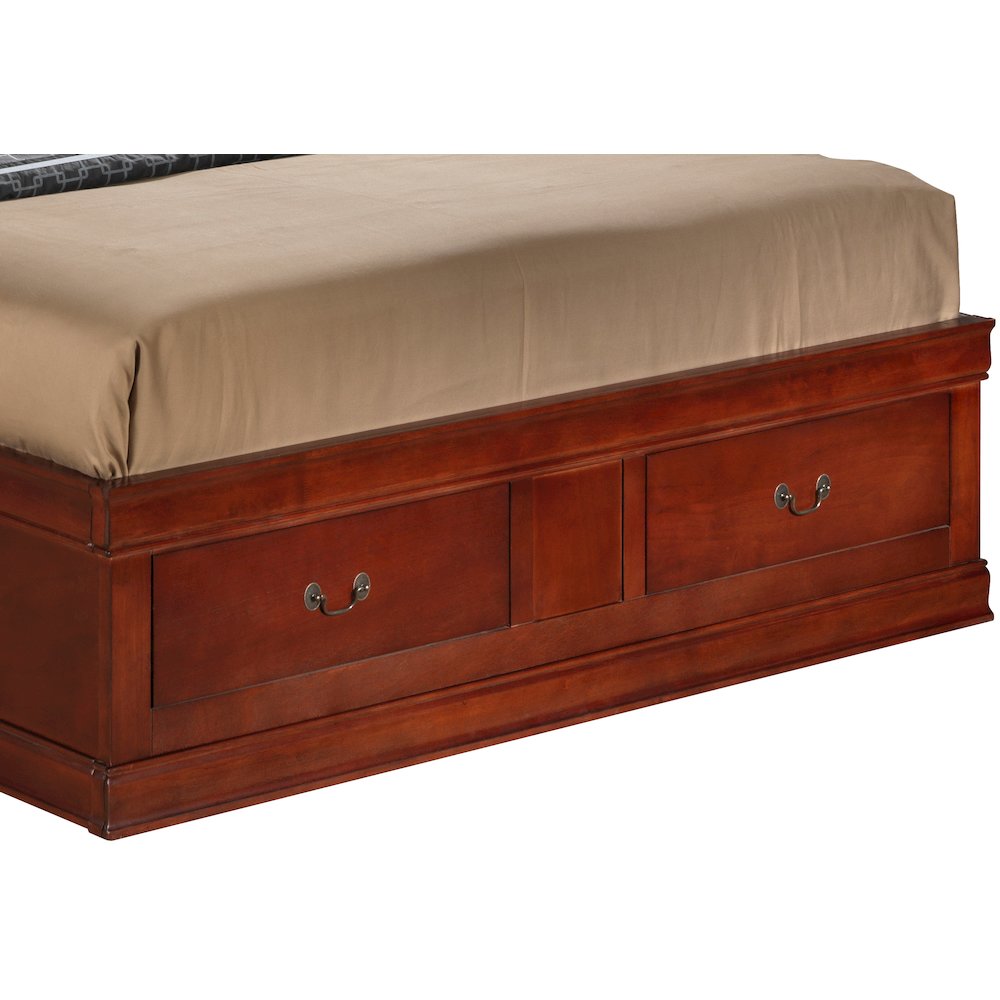 Glory Furniture Louis Phillipe Queen Storage Bed in Cherry Color. Picture 4