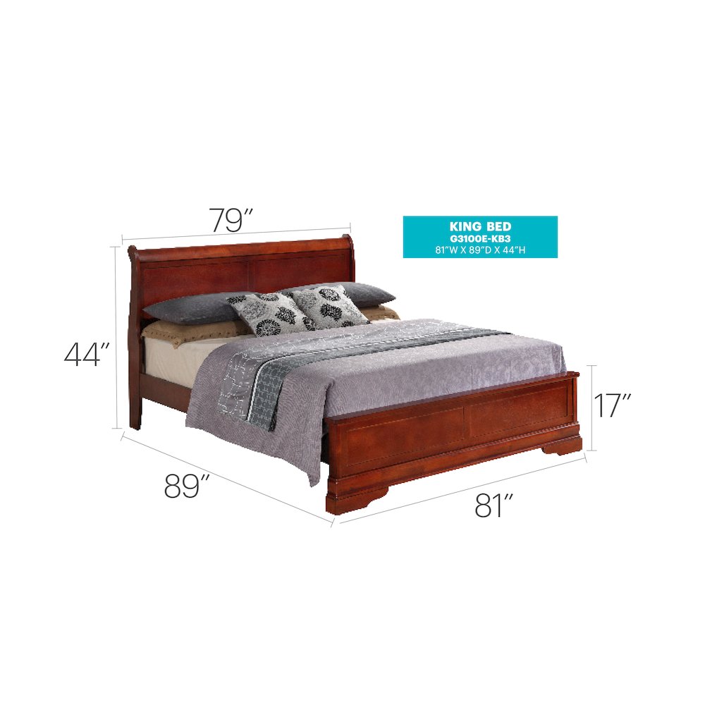 Glory Furniture Louis Phillipe King Bed in Cherry Color. Picture 1