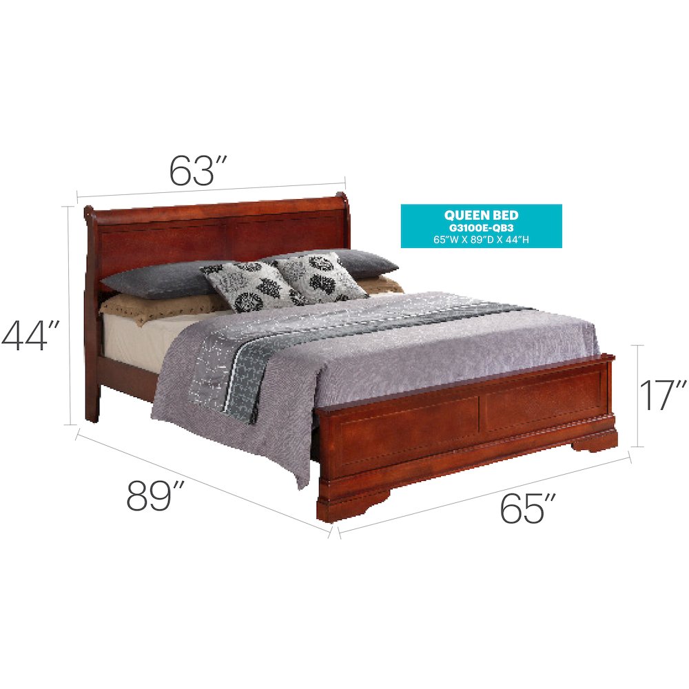 Glory Furniture Louis Phillipe Queen Bed in Cherry Color. Picture 7