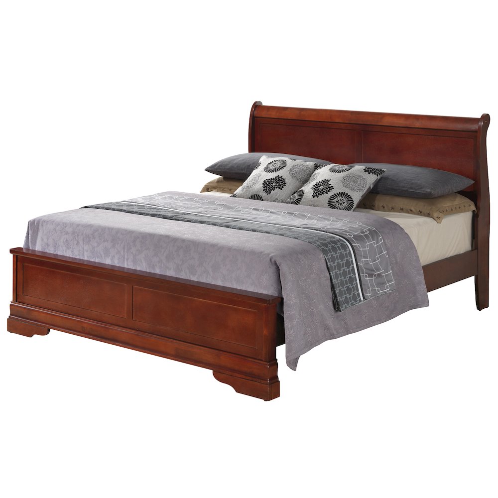 Glory Furniture Louis Phillipe Queen Bed in Cherry Color. Picture 1