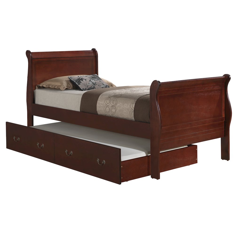 Glory Furniture Louis Phillipe Twin Trundle Bed in Cherry Color. Picture 1