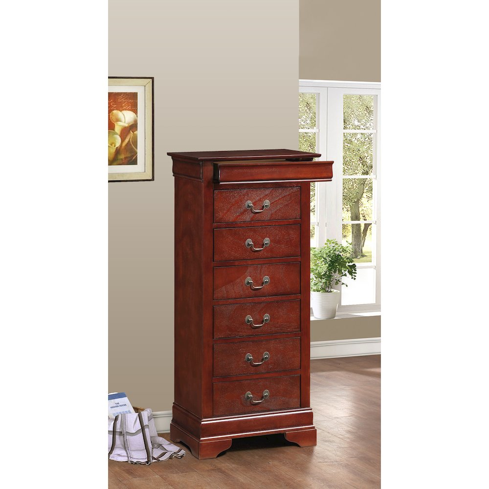 Glory Furniture Louis Phillipe Lingerie Chest in Cherry Color. Picture 6