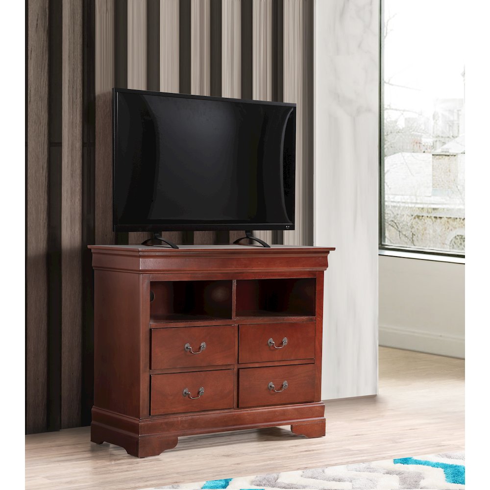 Glory Furniture Louis Phillipe Media Chest in Cherry Color. Picture 7