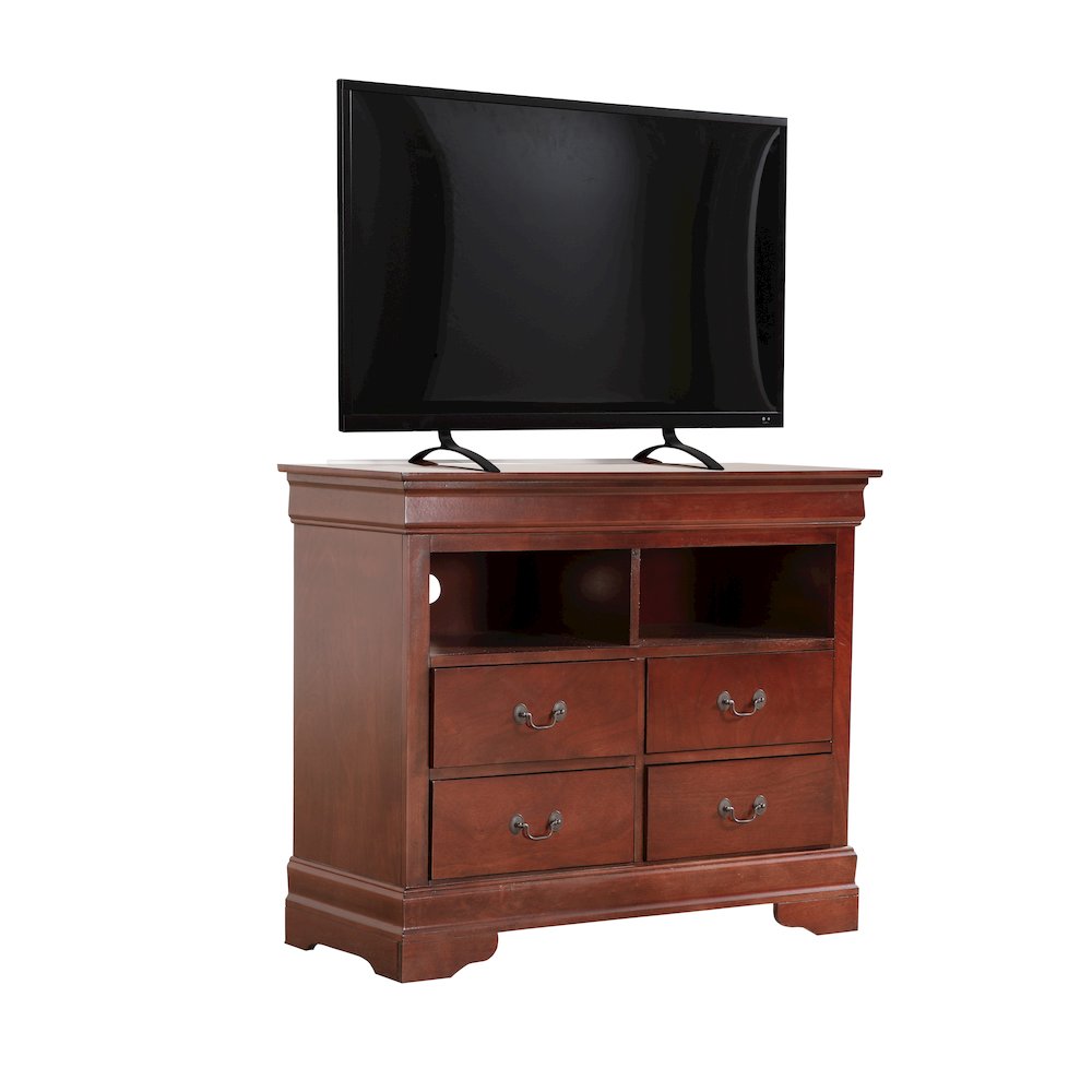 Glory Furniture Louis Phillipe Media Chest in Cherry Color. Picture 1
