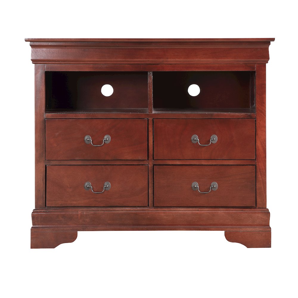 Glory Furniture Louis Phillipe Media Chest in Cherry Color. Picture 2