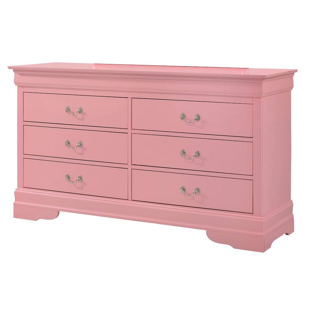 Glory Furniture Louis Phillipe Dresser in Pink Color. Picture 1