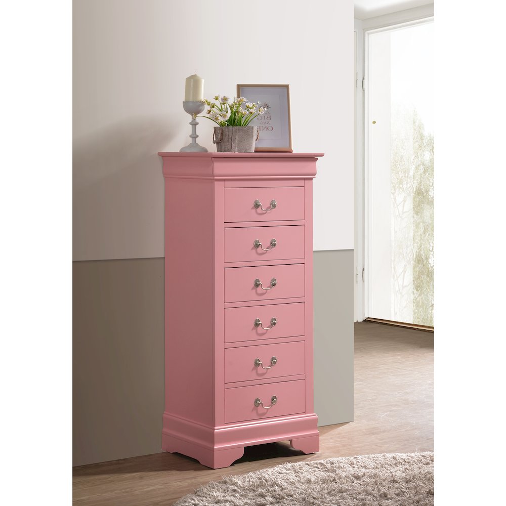 Glory Furniture Louis Phillipe Lingerie Chest in Pink Color. Picture 2