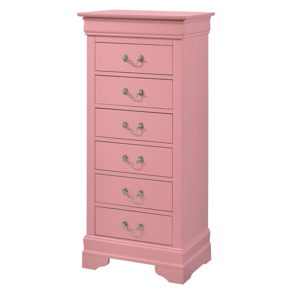Glory Furniture Louis Phillipe Lingerie Chest in Pink Color. Picture 1