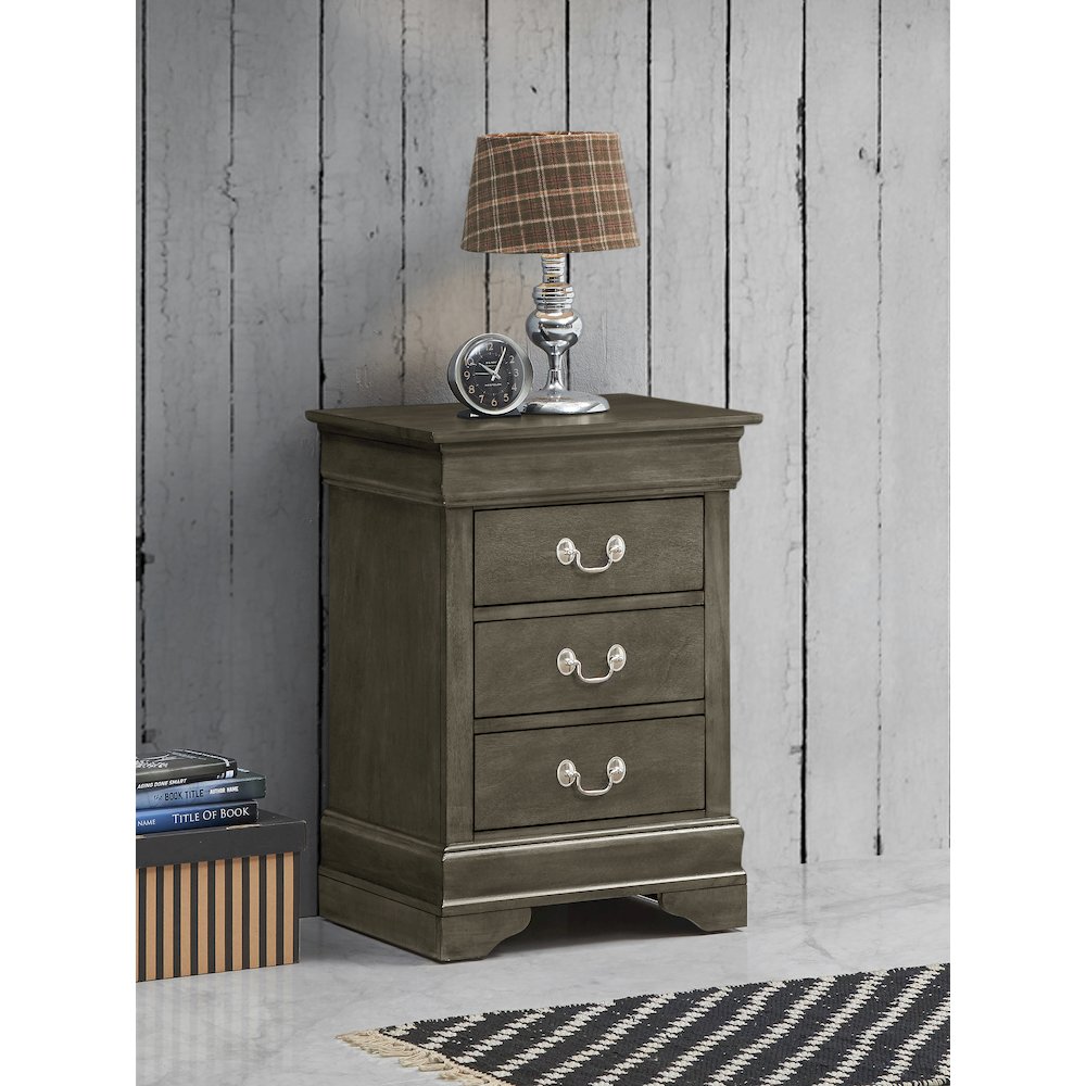 Glory Furniture Louis Phillipe Night Stand in Gray Color. Picture 7
