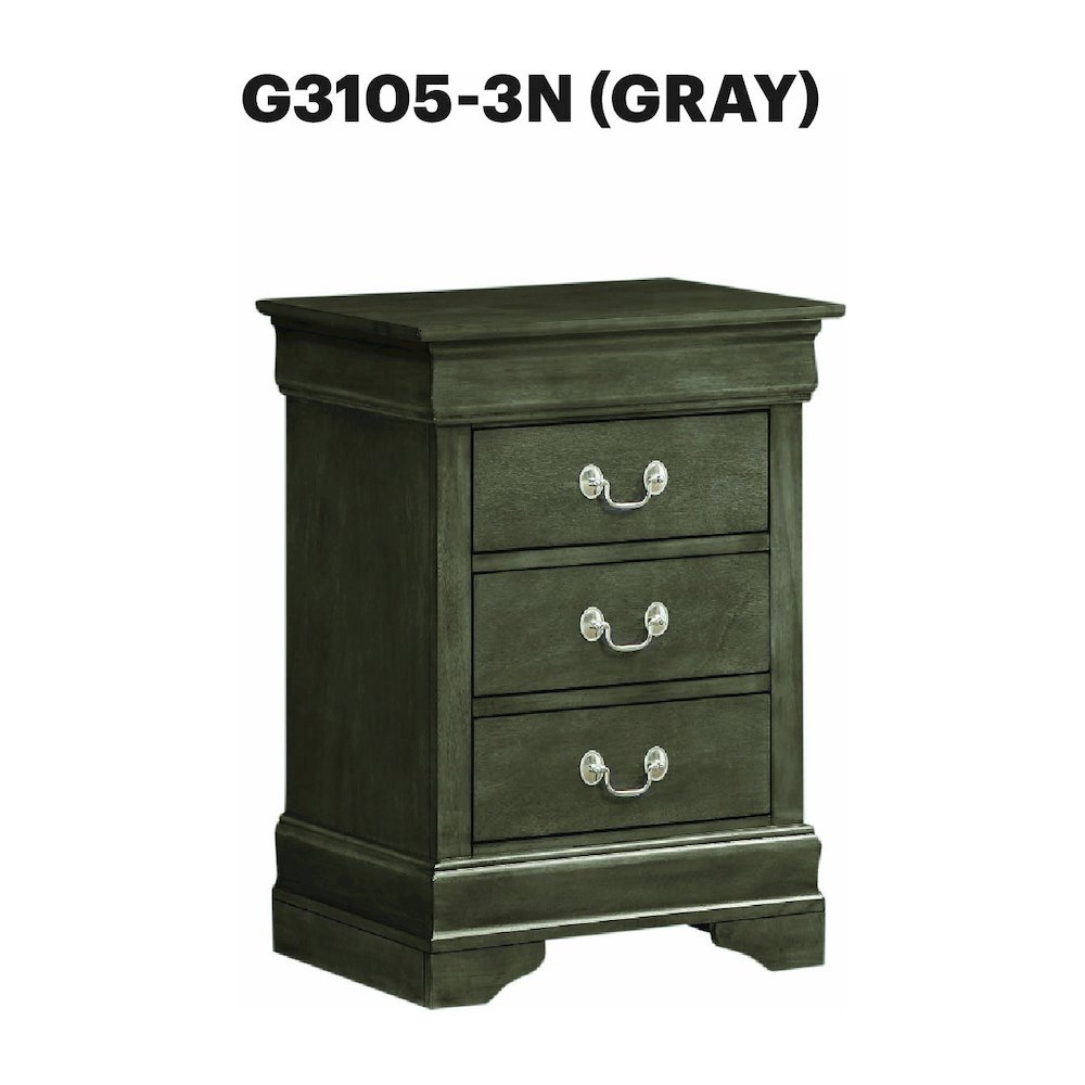 Glory Furniture Louis Phillipe Night Stand in Gray Color. Picture 8