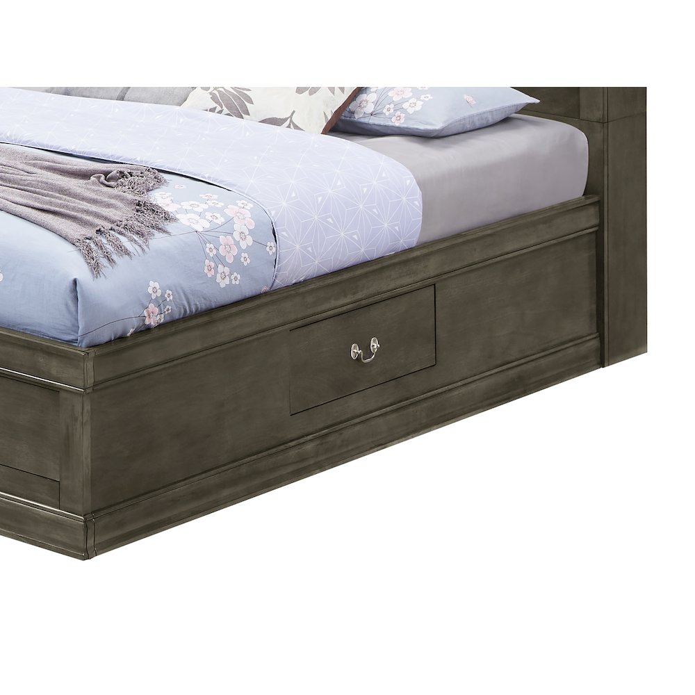 Glory Furniture Louis Phillipe Queen Storage Bed in Gray Color. Picture 4