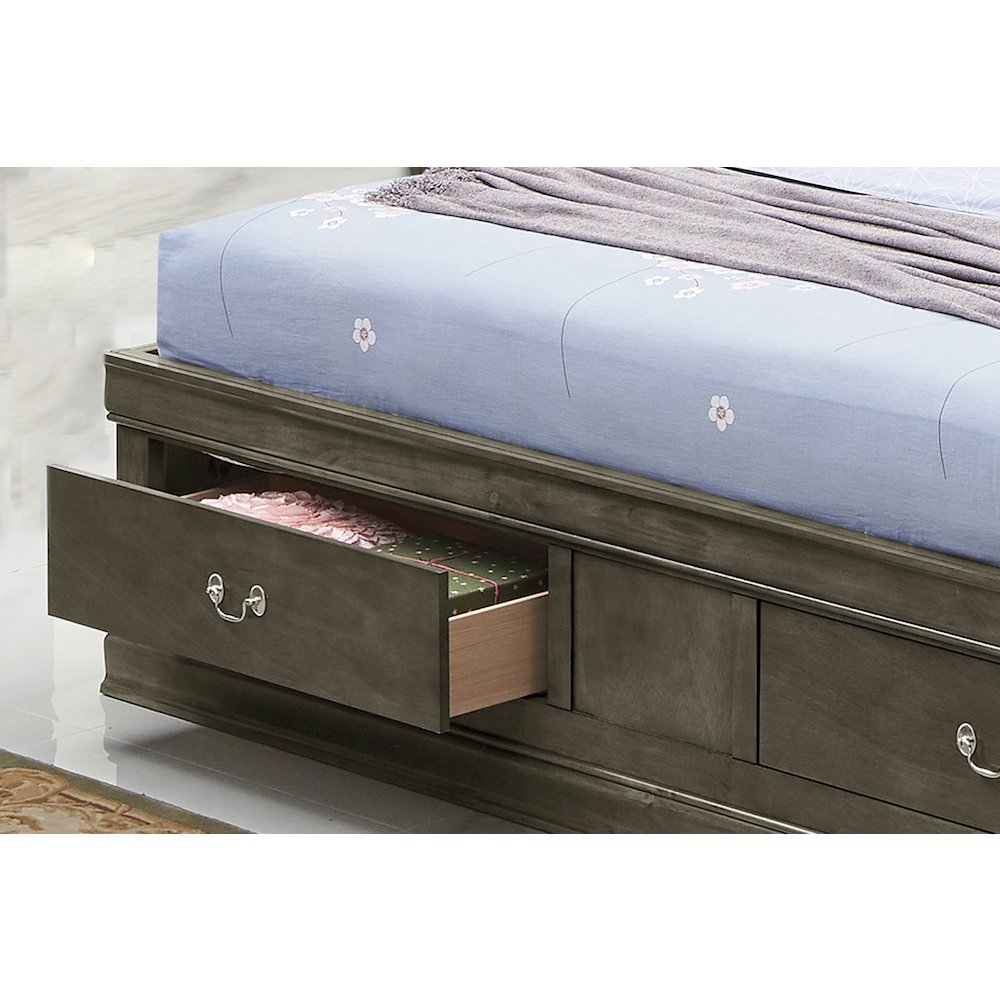Glory Furniture Louis Phillipe Queen Storage Bed in Gray Color. Picture 6