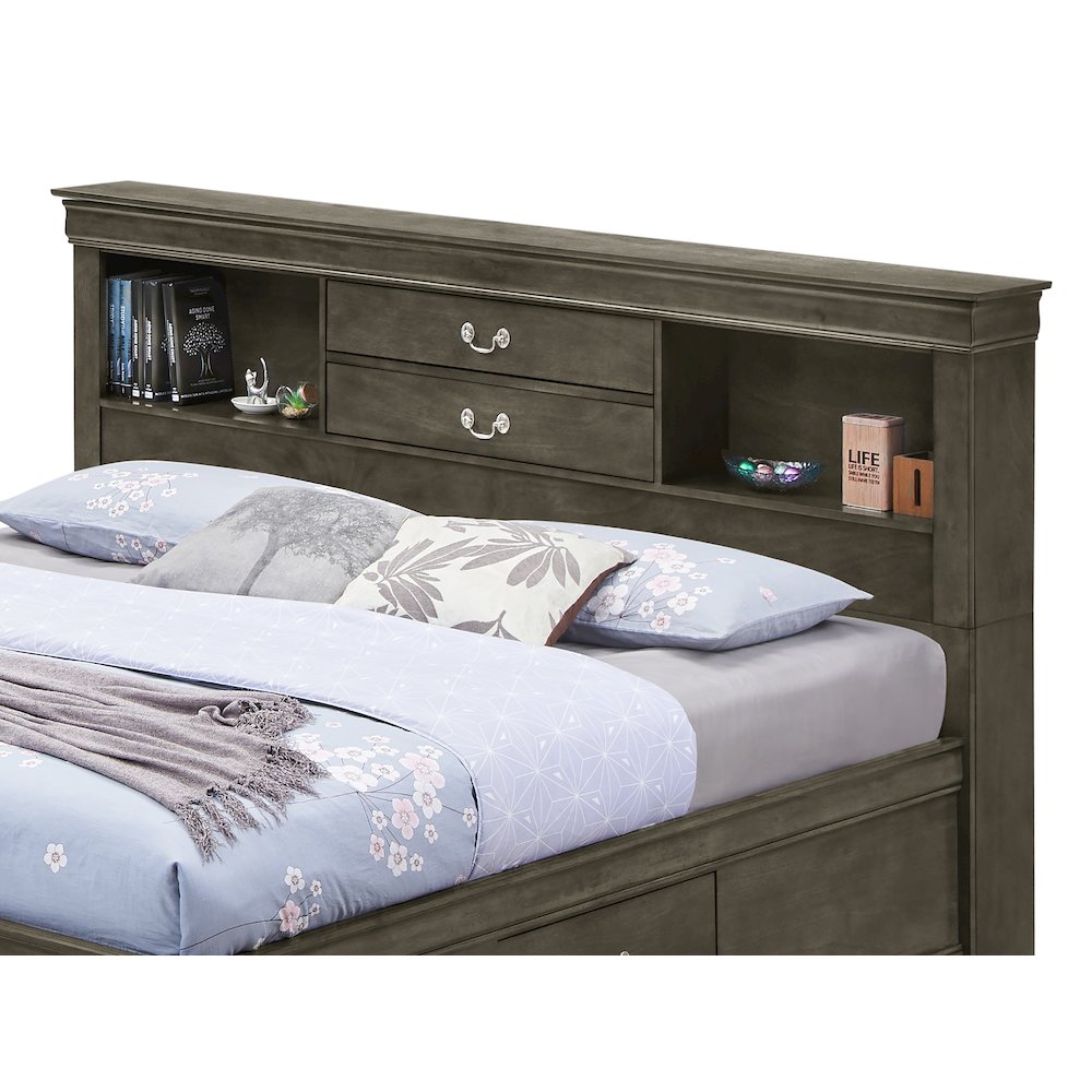Glory Furniture Louis Phillipe Queen Storage Bed in Gray Color. Picture 3