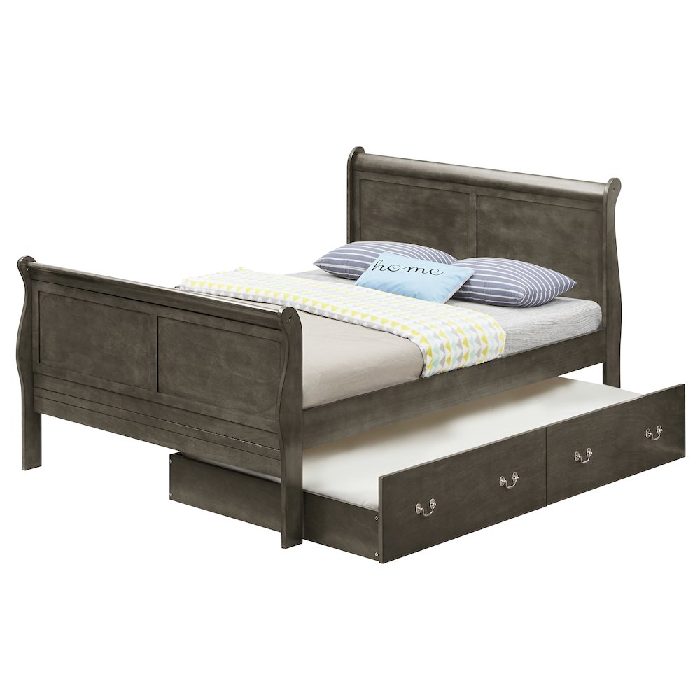 Glory Furniture Louis Phillipe Full Trundle Bed in Gray Color. Picture 1