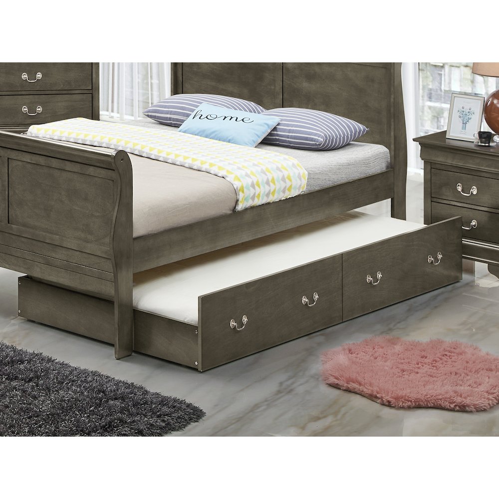 Glory Furniture Louis Phillipe Full Trundle Bed in Gray Color. Picture 5