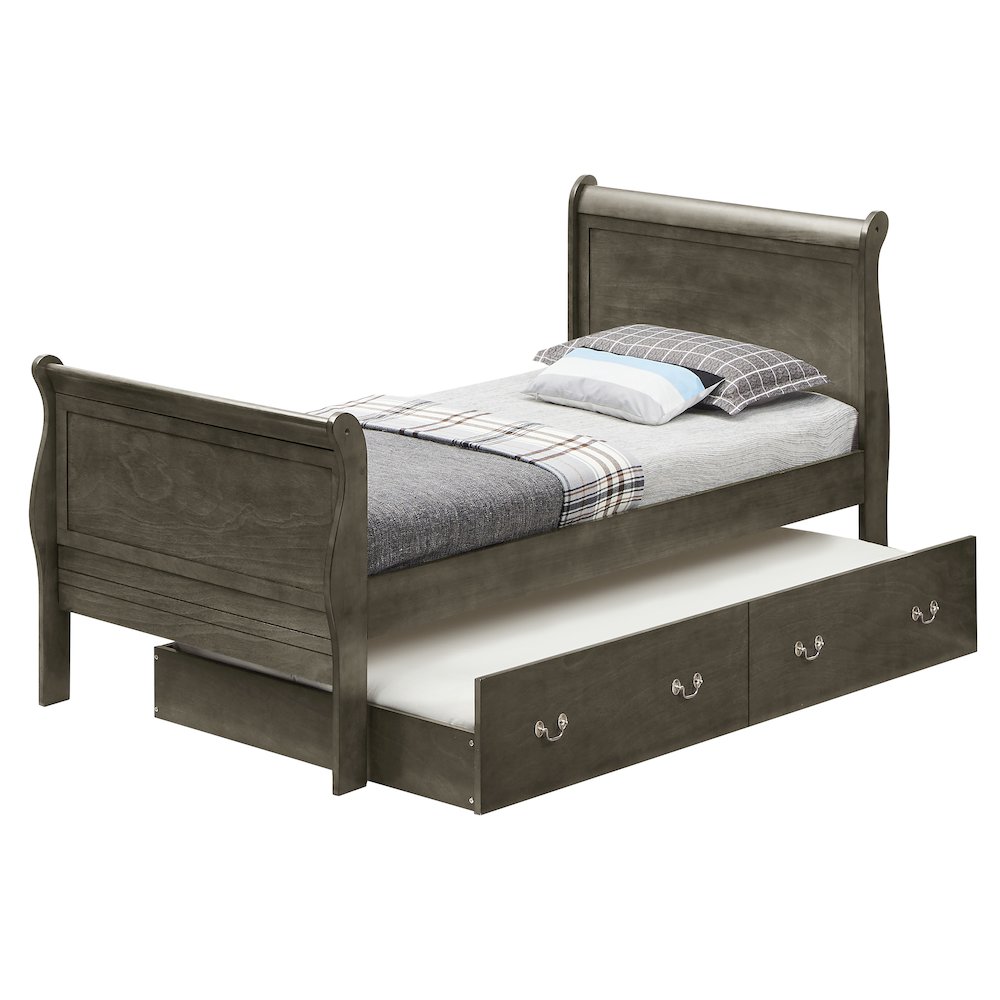 Glory Furniture Louis Phillipe Twin Trundle Bed in Gray Color. Picture 1