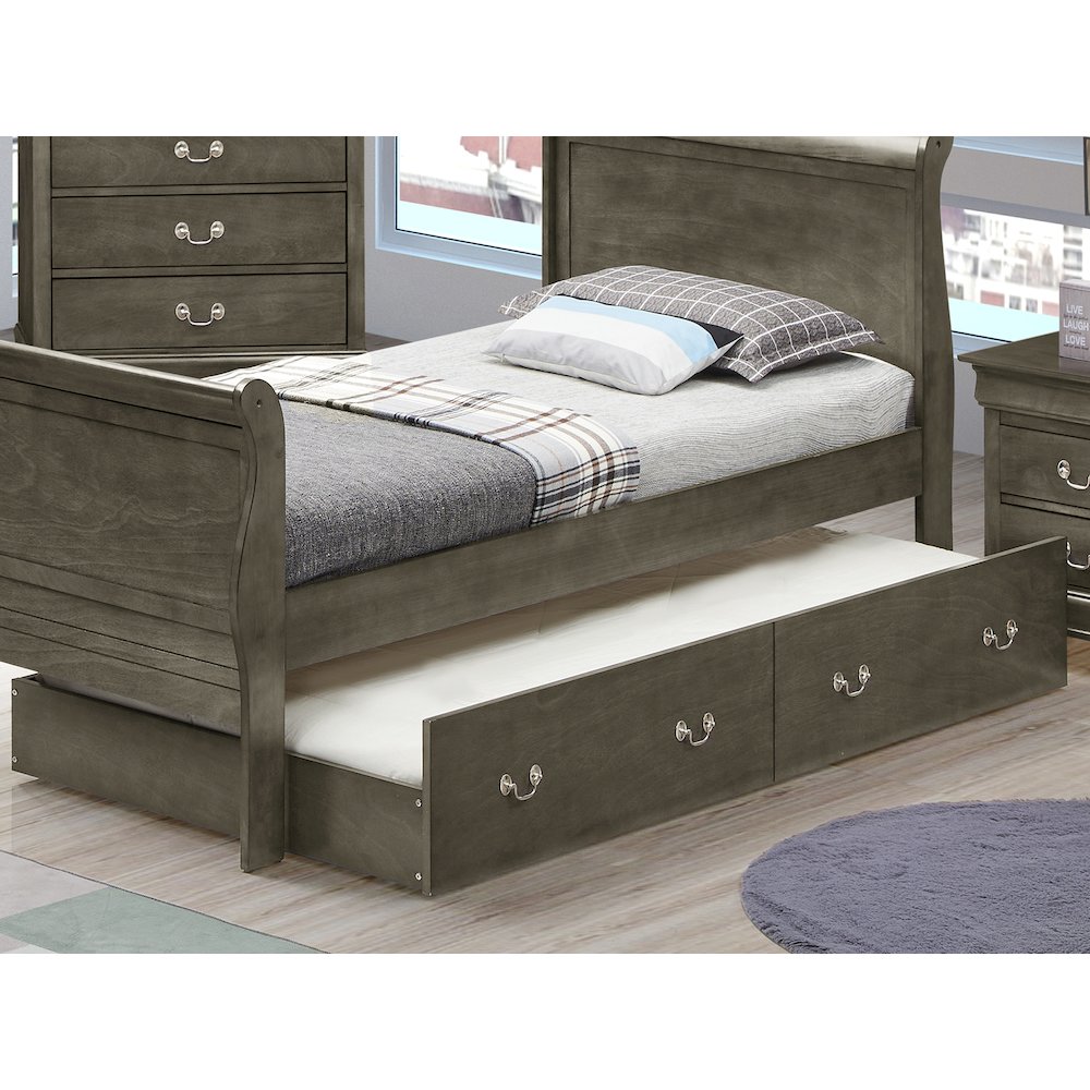Glory Furniture Louis Phillipe Twin Trundle Bed in Gray Color. Picture 5