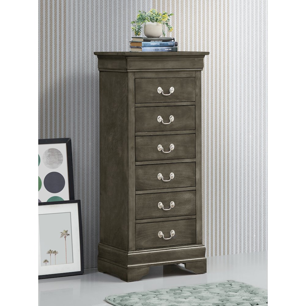 Glory Furniture Louis Phillipe Lingerie Chest in Gray Color. Picture 7