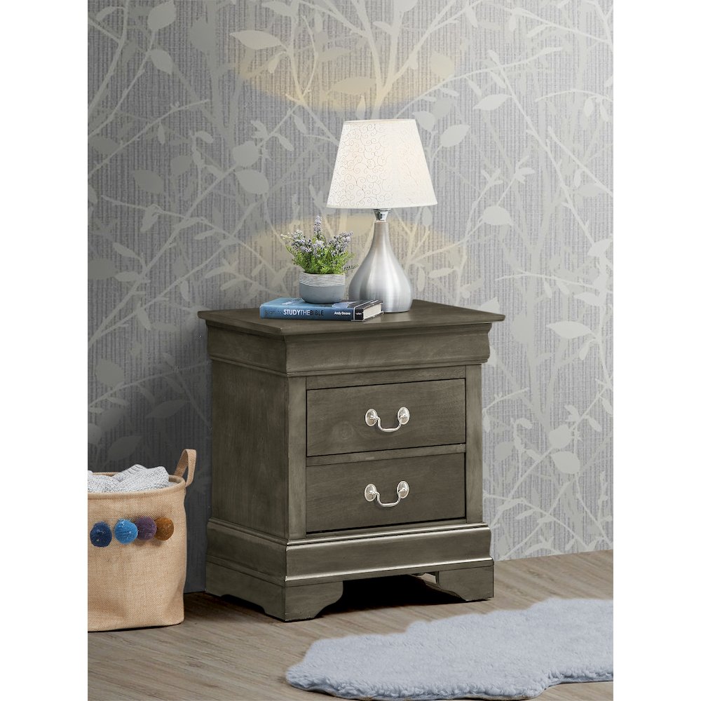 Glory Furniture Louis Phillipe Night Stand in Gray Color. Picture 7
