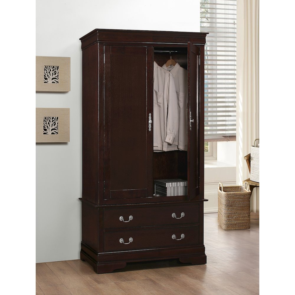 Glory Furniture Louis Phillipe Armoire in Cappuccino Color. Picture 2
