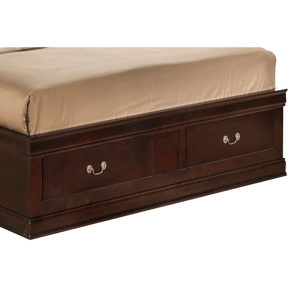 Glory Furniture Louis Phillipe Queen Storage Bed in Cappuccino Color. Picture 4