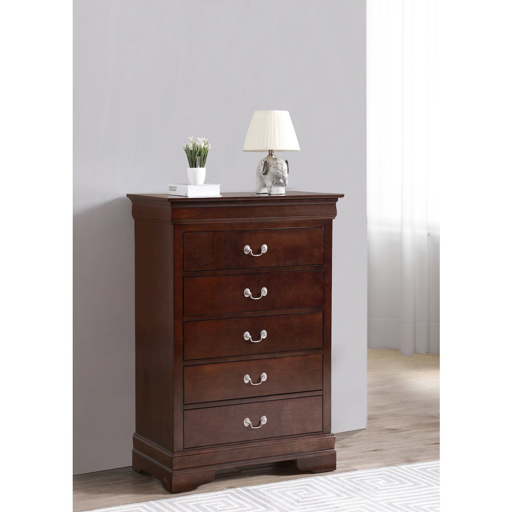 Glory Furniture Louis Phillipe Chest in Cappuccino Color. Picture 7