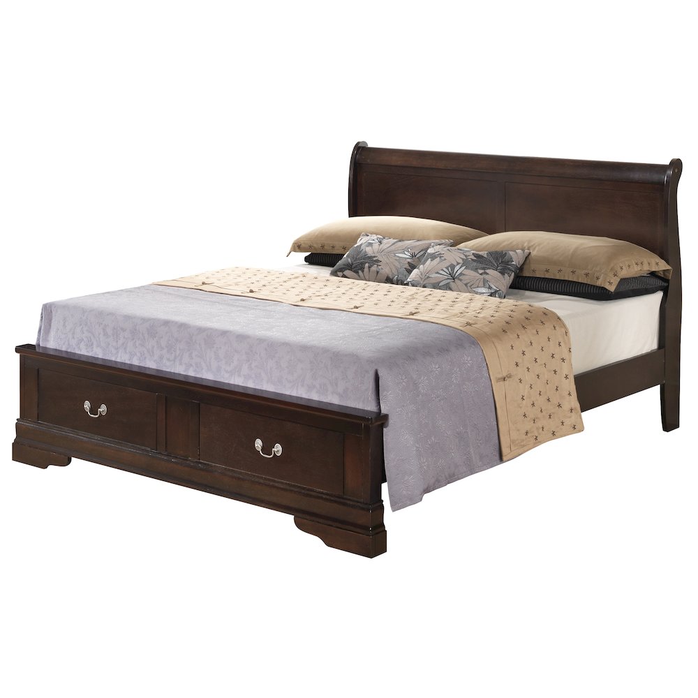Glory Furniture Louis Phillipe Queen Storage Bed in Cappuccino Color. Picture 1