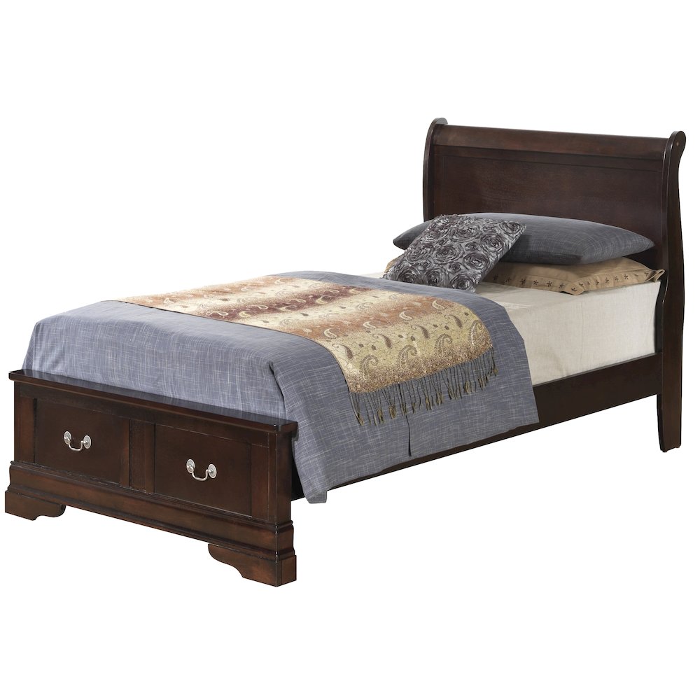 Glory Furniture Louis Phillipe Twin Storage Bed in Cappuccino Color. Picture 1