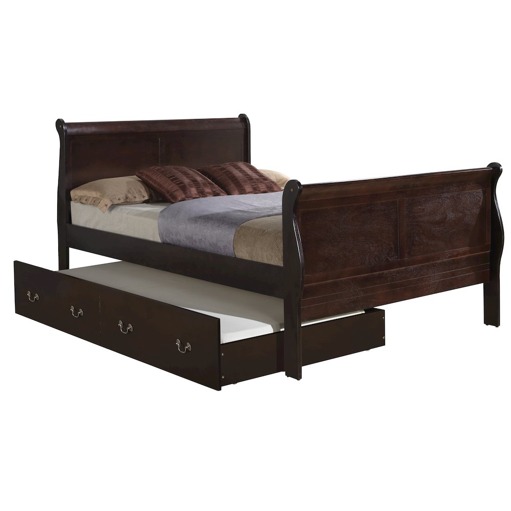Glory Furniture Louis Phillipe Full Trundle Bed in Cappuccino Color. Picture 1