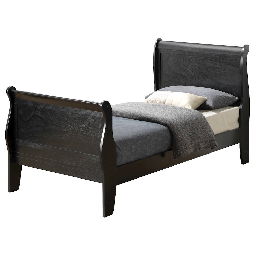 Glory Furniture Louis Phillipe Twin Bed in Black Color. Picture 1