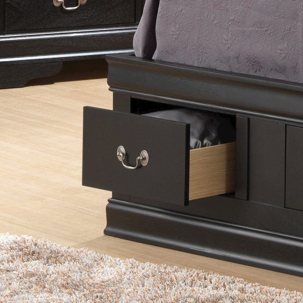 Glory Furniture Louis Phillipe Twin Storage Bed in Black Color. Picture 4