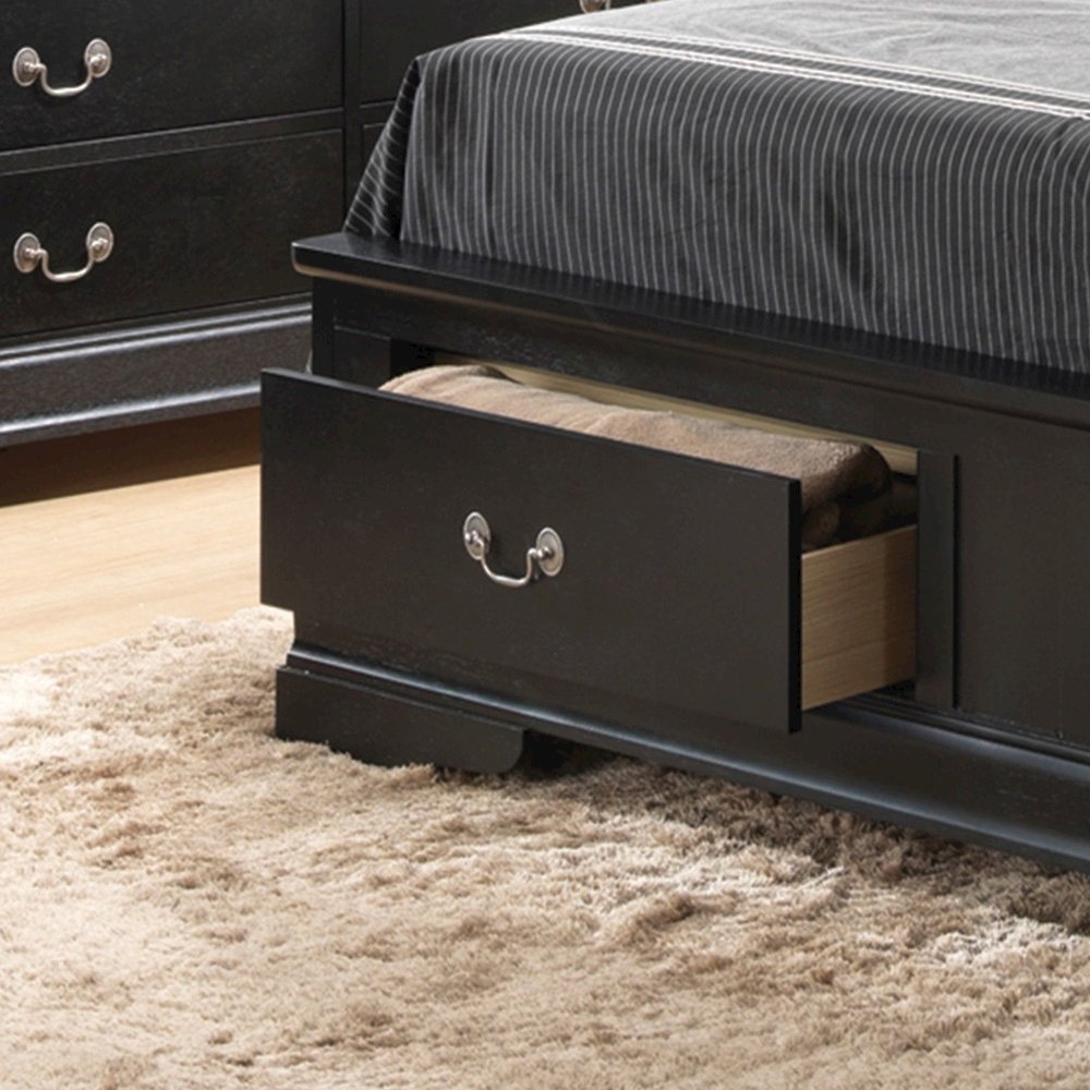 Glory Furniture Louis Phillipe Queen Storage Bed in Black Color. Picture 2