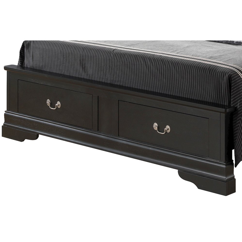 Glory Furniture Louis Phillipe Queen Storage Bed in Black Color. Picture 4