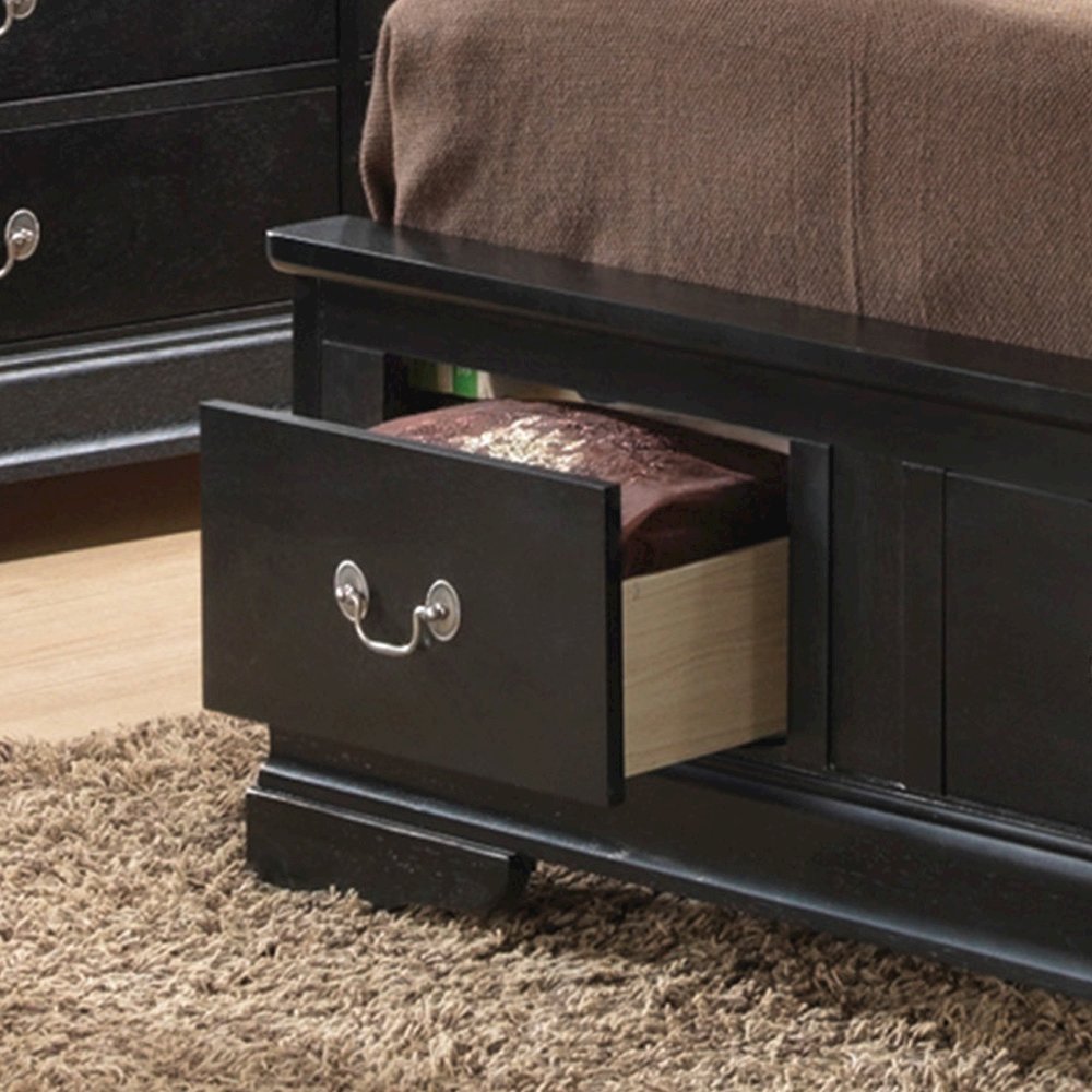 Glory Furniture Louis Phillipe Twin Storage Bed in Black Color. Picture 2