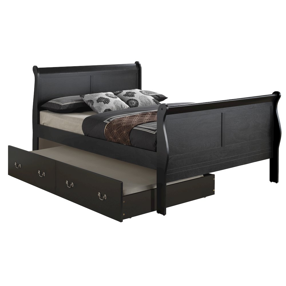 Glory Furniture Louis Phillipe Full Trundle Bed in Black Color. Picture 1