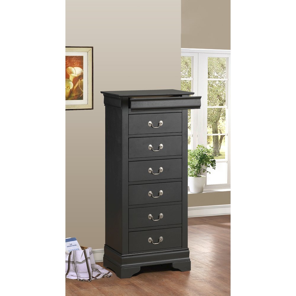 Glory Furniture Louis Phillipe Lingerie Chest in Black Color. Picture 2