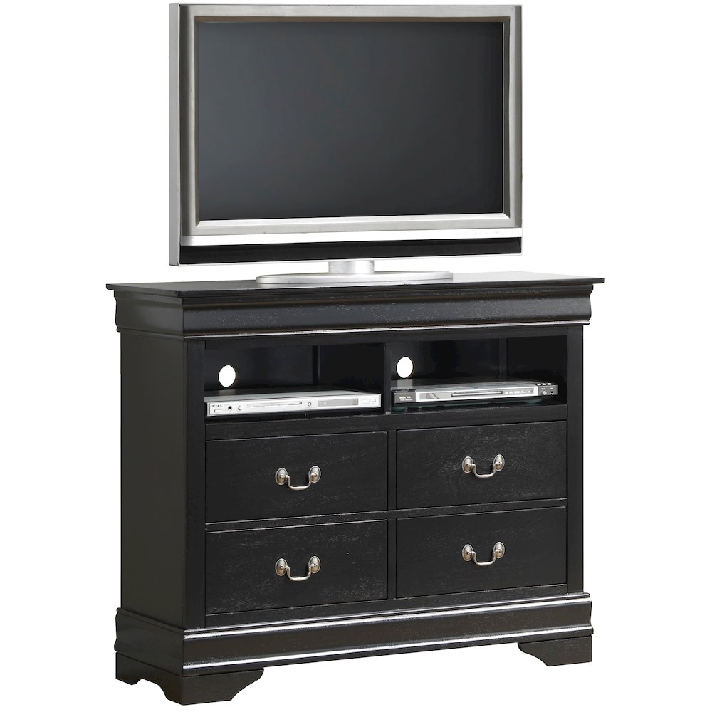 Glory Furniture Louis Phillipe Media Chest in Black Color. Picture 1