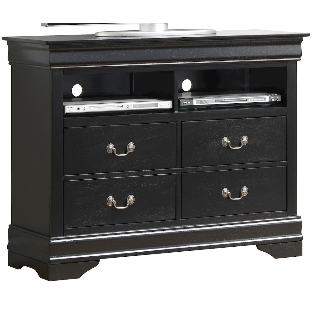 Glory Furniture Louis Phillipe Media Chest in Black Color. Picture 5