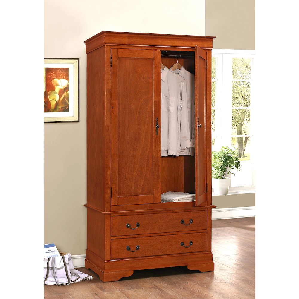 Glory Furniture Louis Phillipe Armoire in Oak Color. Picture 2
