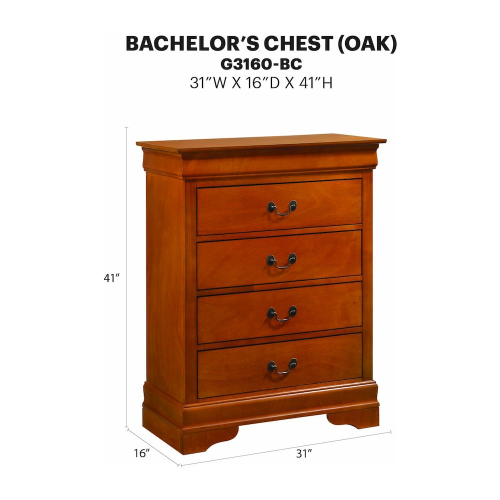 Glory Furniture Louis Phillipe Chest in Oak Color. Picture 7