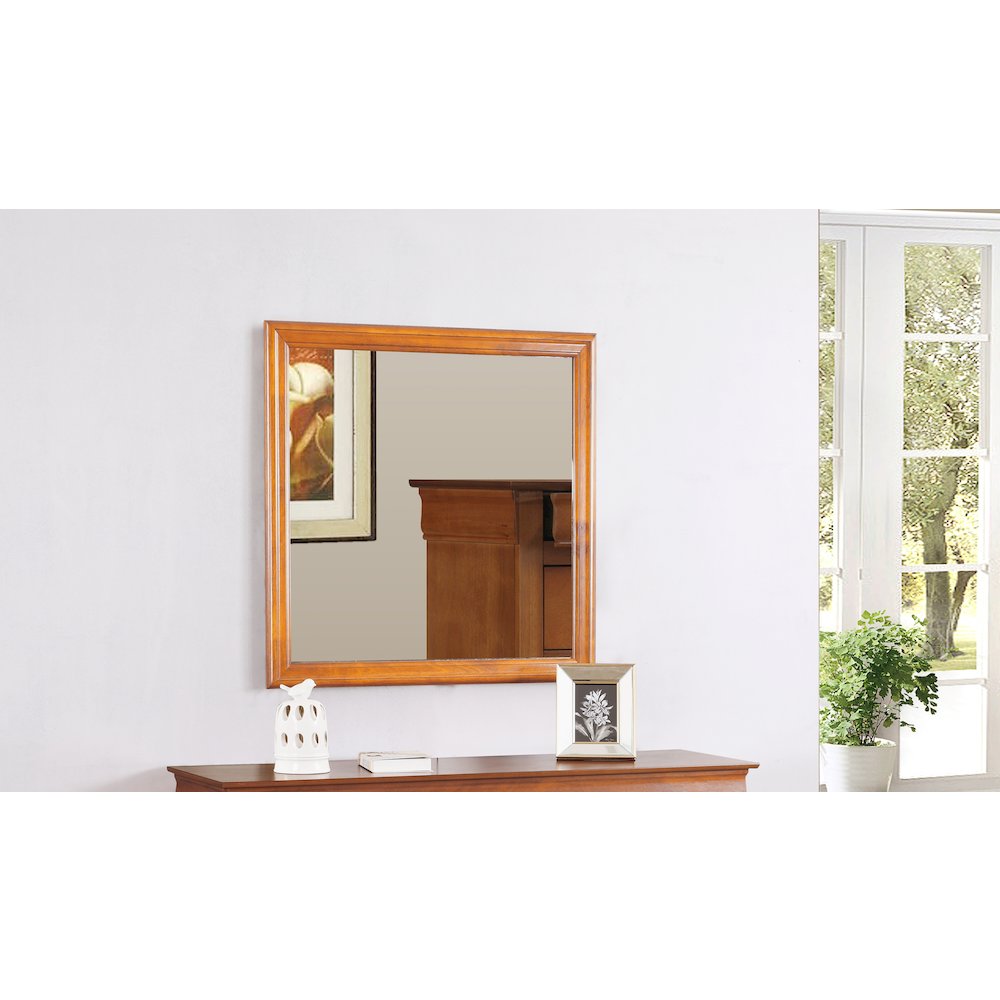 Glory Furniture Louis Phillipe Mirror in Oak Color. Picture 6