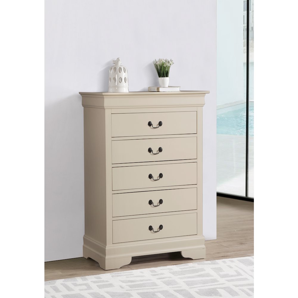Glory Furniture Louis Phillipe Chest in Beige Color. Picture 7