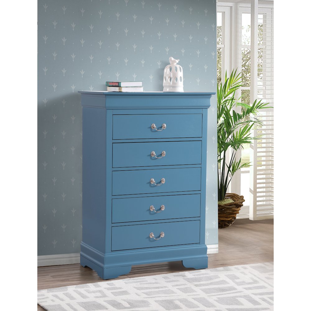Glory Furniture Louis Phillipe Chest in Teal Color. Picture 7