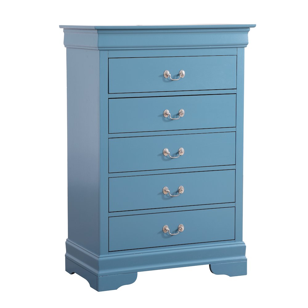 Glory Furniture Louis Phillipe Chest in Teal Color. Picture 1