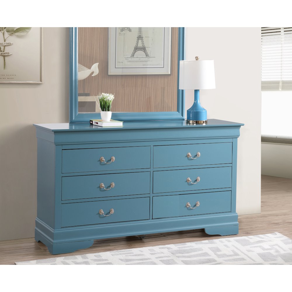 Glory Furniture Louis Phillipe Dresser in Teal Color. Picture 7