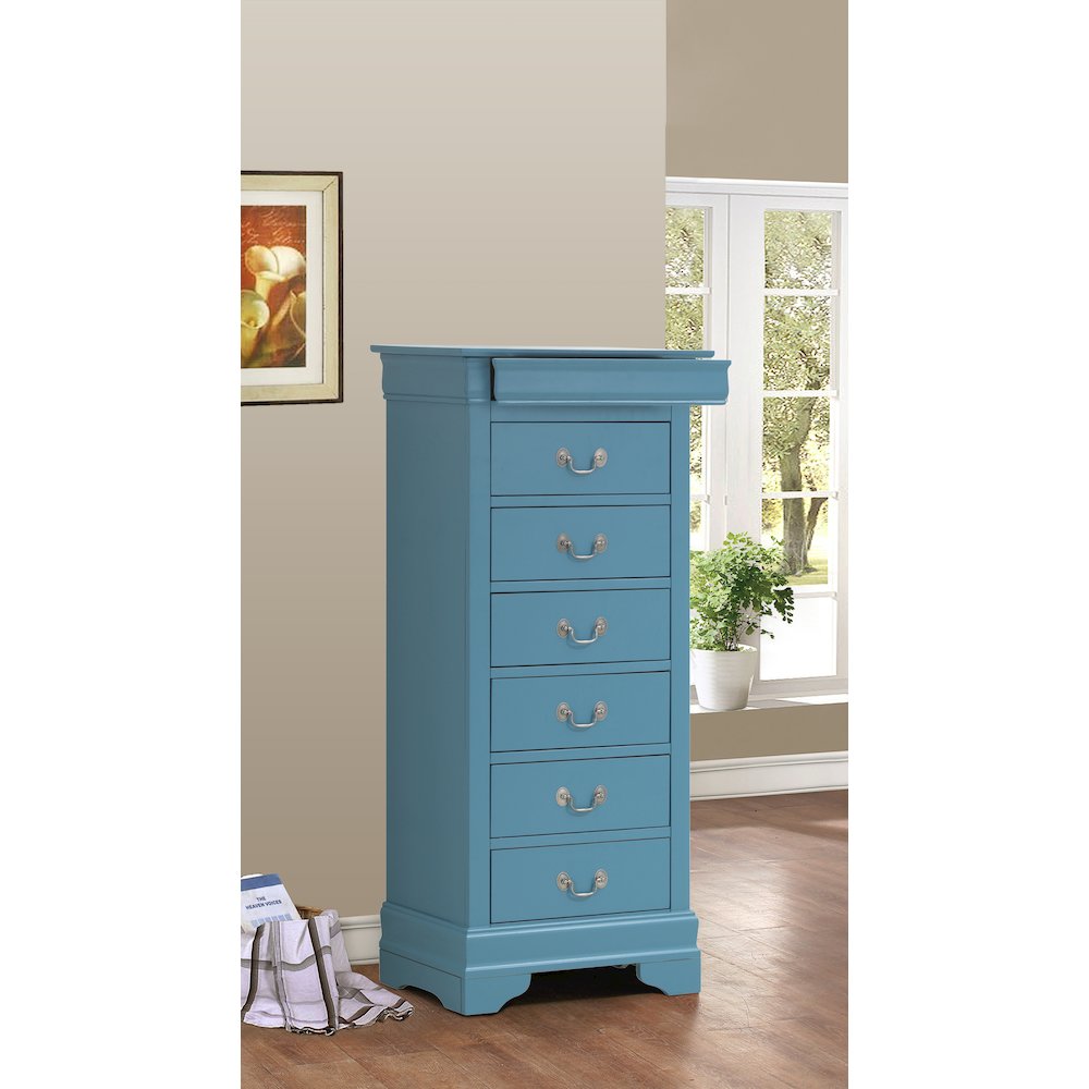 Glory Furniture Louis Phillipe Lingerie Chest in Teal Color. Picture 6