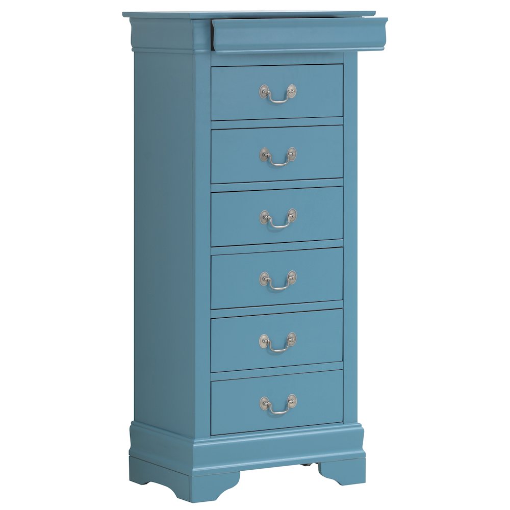 Glory Furniture Louis Phillipe Lingerie Chest in Teal Color. Picture 1