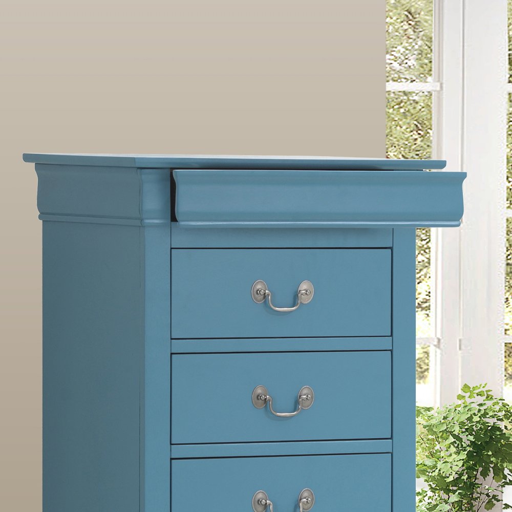 Glory Furniture Louis Phillipe Lingerie Chest in Teal Color. Picture 2