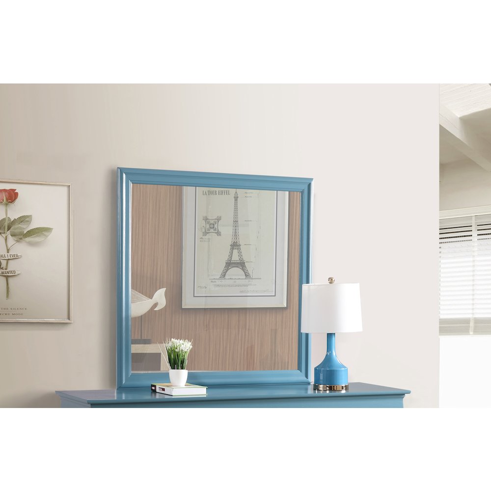 Glory Furniture Louis Phillipe Mirror in Teal Color. Picture 7
